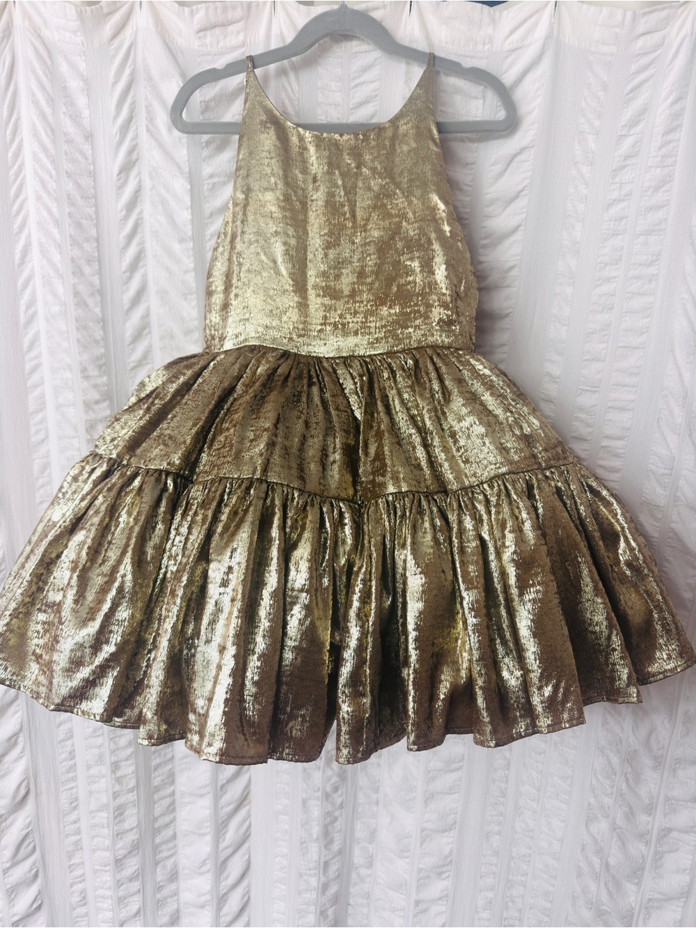 Pleiades NWT Full of Light gold tiered shortie holiday dress
